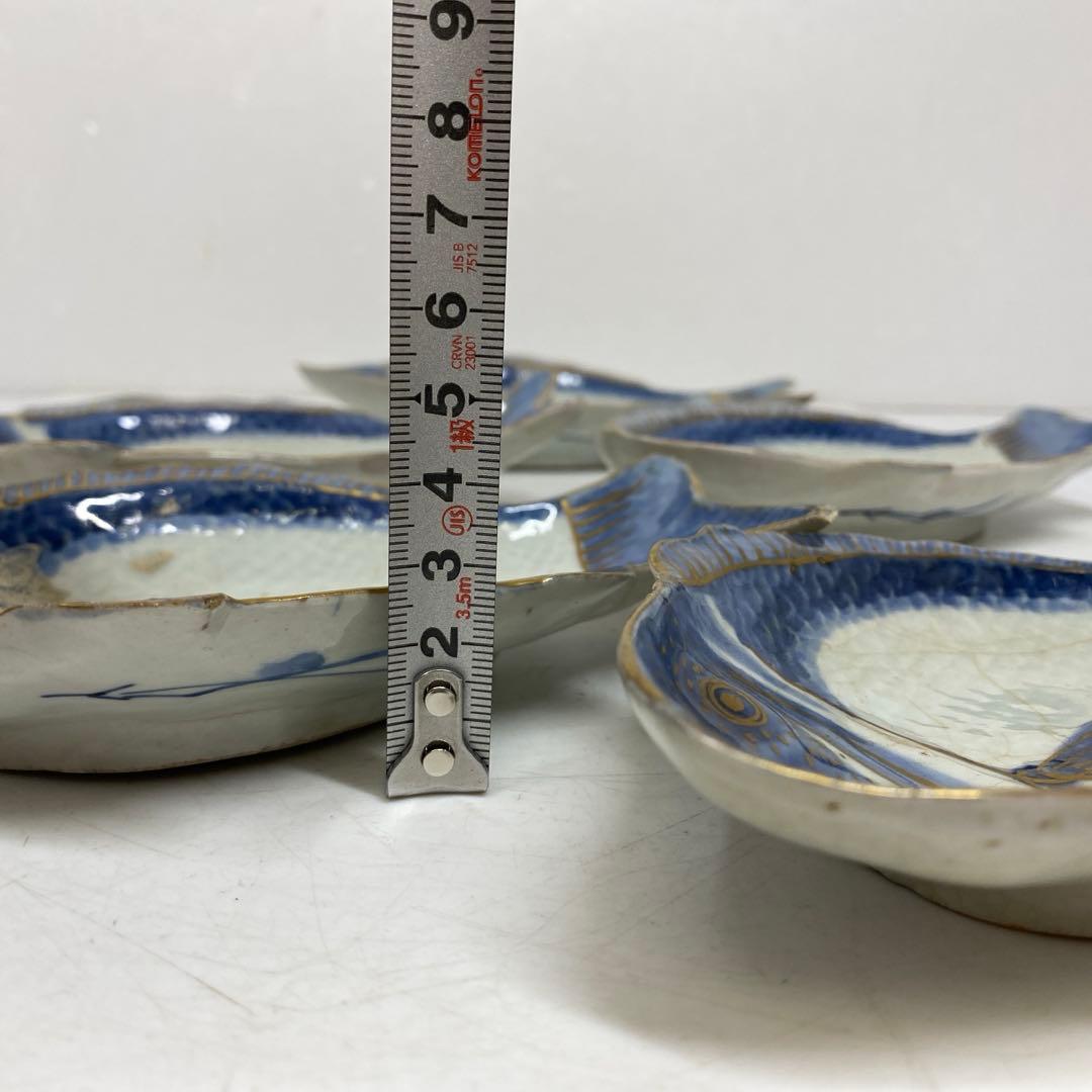 江戸中期 藍九谷 鯛の図皿 5客 トヒル 木箱付 東さ7-0809☆2F - メルカリ