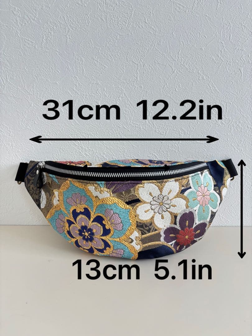 帯リメイク クロスボディバッグ｜シルク帯アップサイクル 花文様 和柄