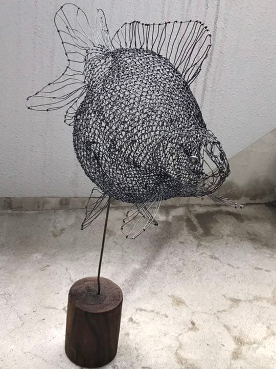 迫力超リアル作家物 立体ワイヤーアート 存在感 オブジェ 黒い
