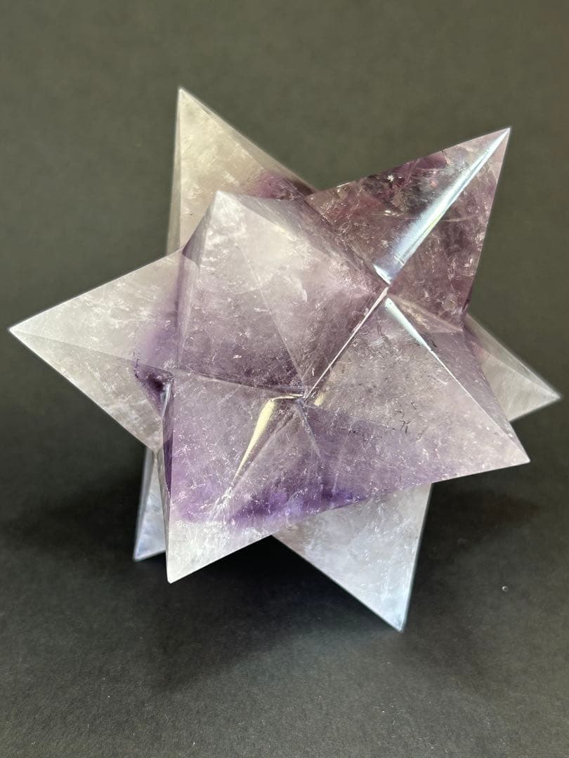 アメジスト　五芒星　約10cm 虹入り アメジストファントム 紫水晶 アステロイド 小星型12面体 置物