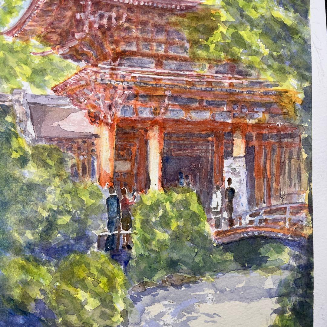 動画投稿中 F4 上賀茂神社 手描き水彩画 原画 京都世界遺産
