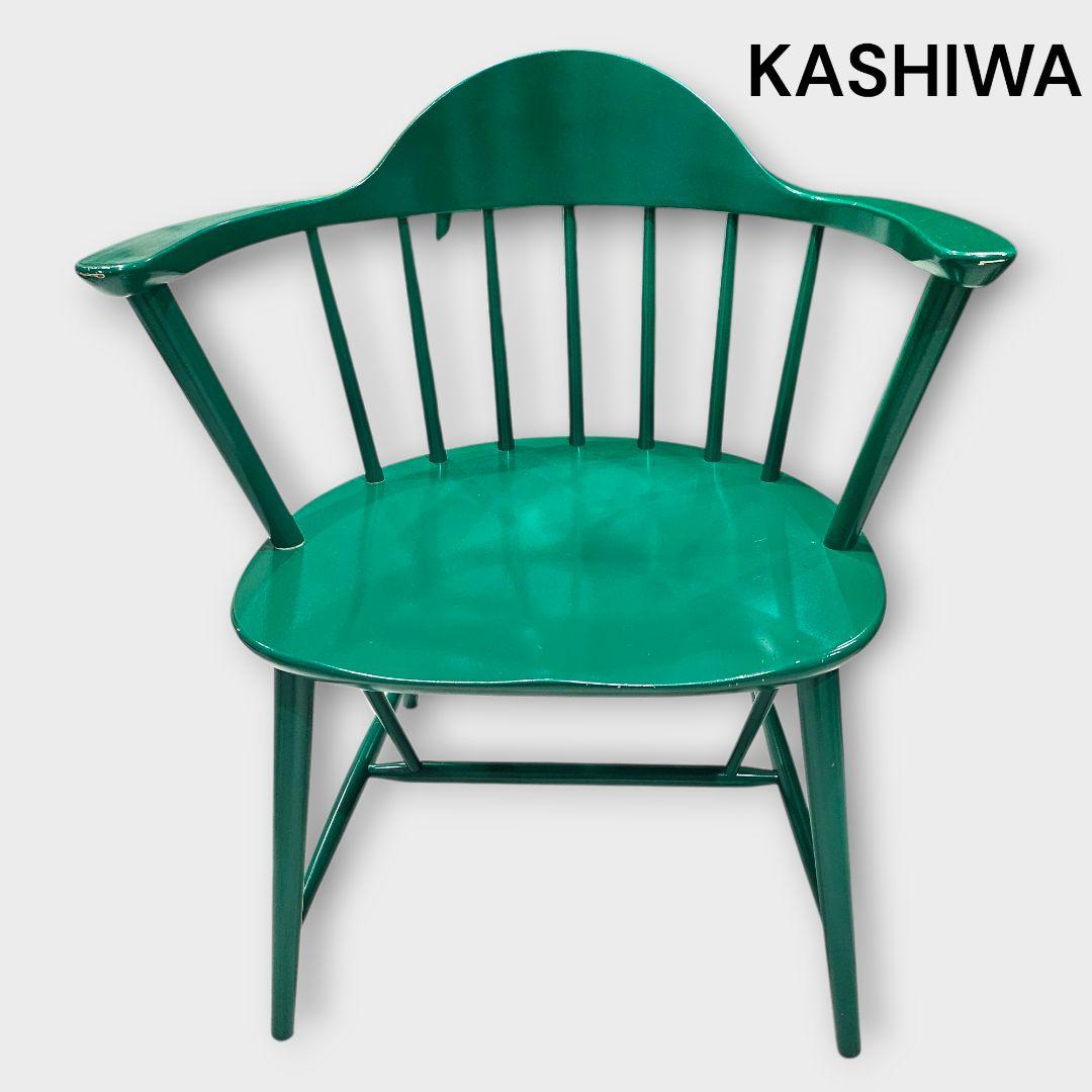 希少品】柏木工 カシワ ダイニングチェア アームチェア グリーン ①