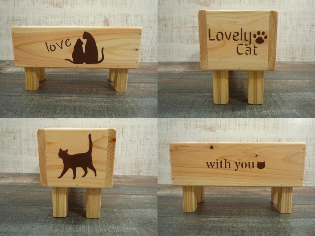 ⭐同梱販売済商品⭐ミニBOXテーブルセット♥️猫ちゃん柄□DIY◇--121