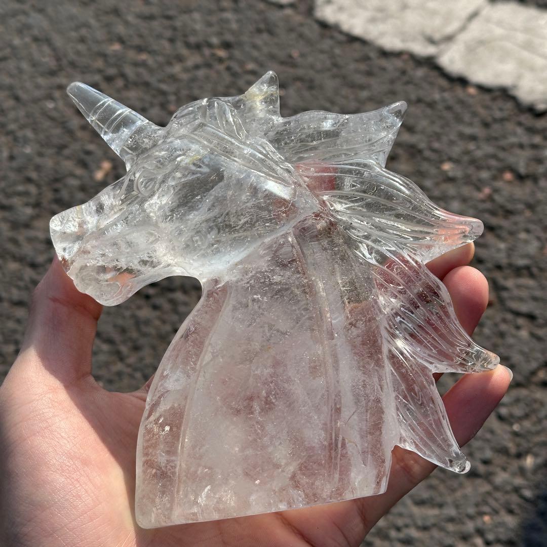 天然石水晶のユニコーン 置物ご購入前に在庫確認必要G.216