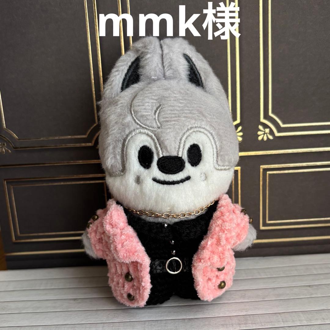 ハンドメイド 10cm ぬい服 帽子 毛糸 リボン うさ耳 skzoo 白