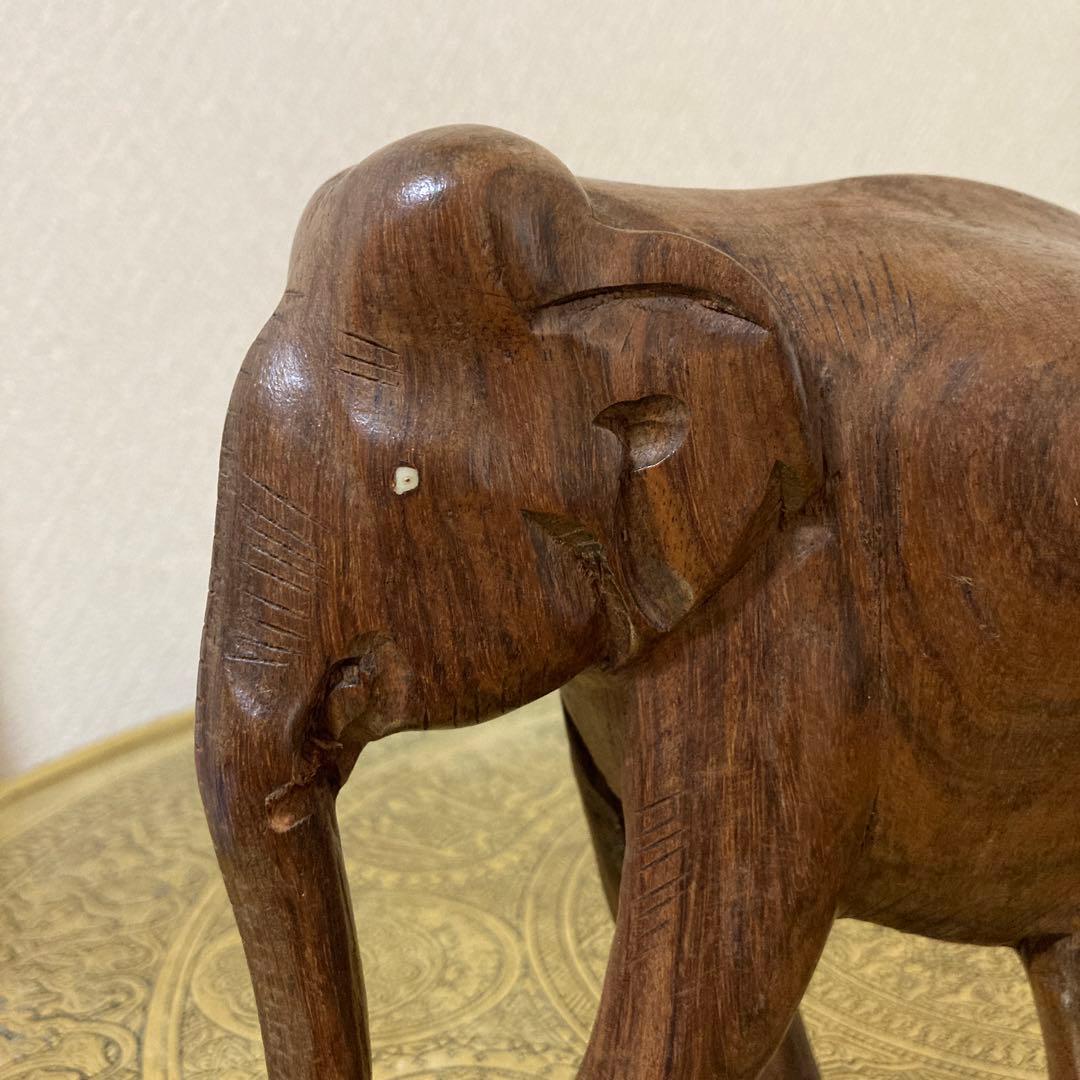インド製 木彫り 象の置物 ビンテージ品 高さ15㌢ - メルカリ