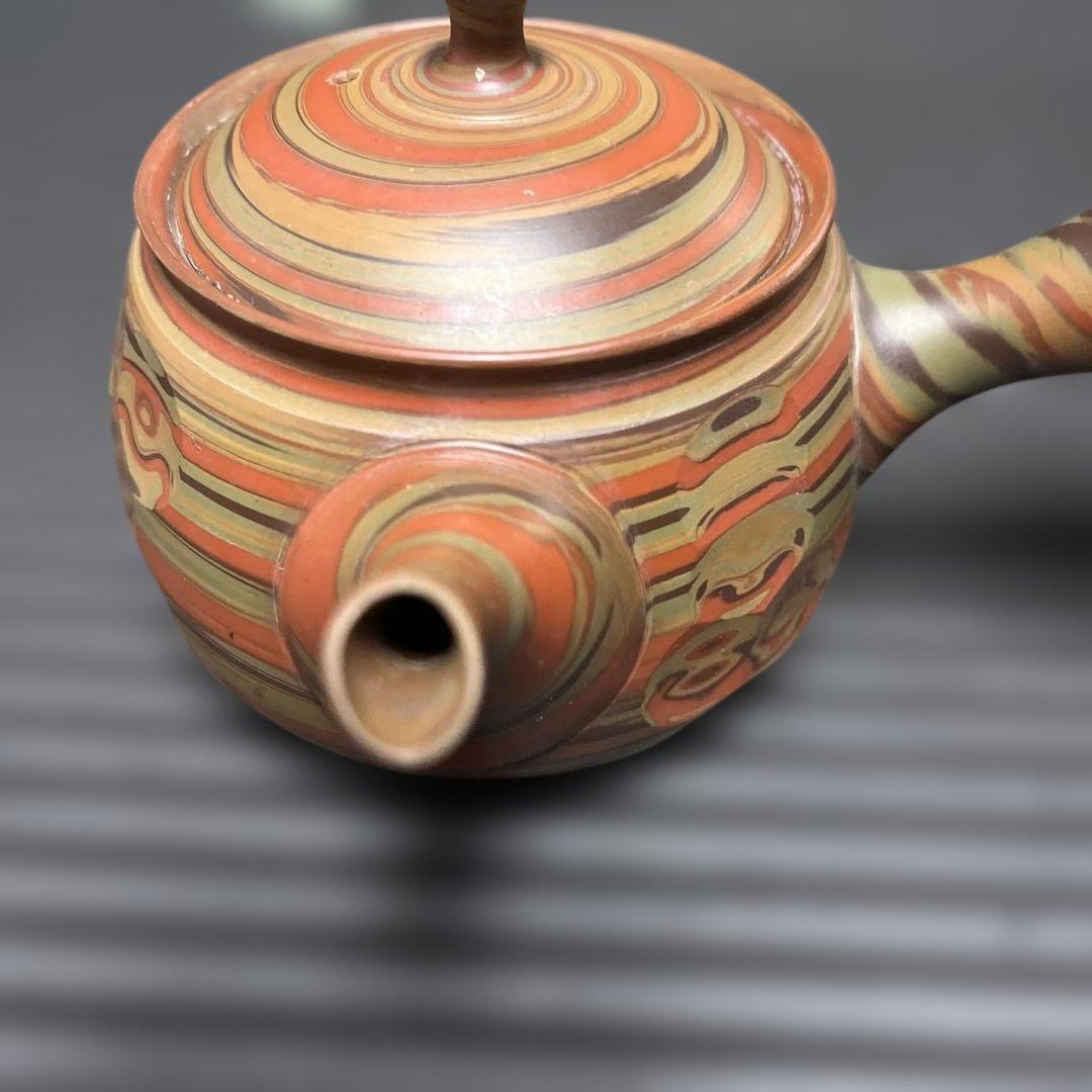 伝統工芸士 憲児作】常滑焼 練込 急須 マーブル模様 作家物 300cc
