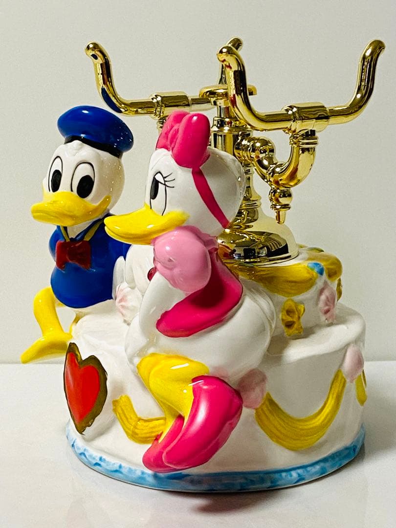 未使用 】昭和レトロ Disney ドナルド&デイジー オルゴール付受話器置
