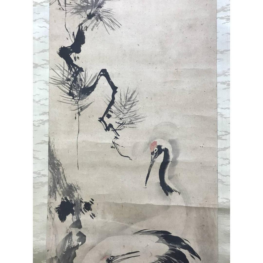 模写/狩野探幽/松鶴図/双鶴/花鳥図/祝掛軸/正月掛軸/掛軸☆宝船☆AK
