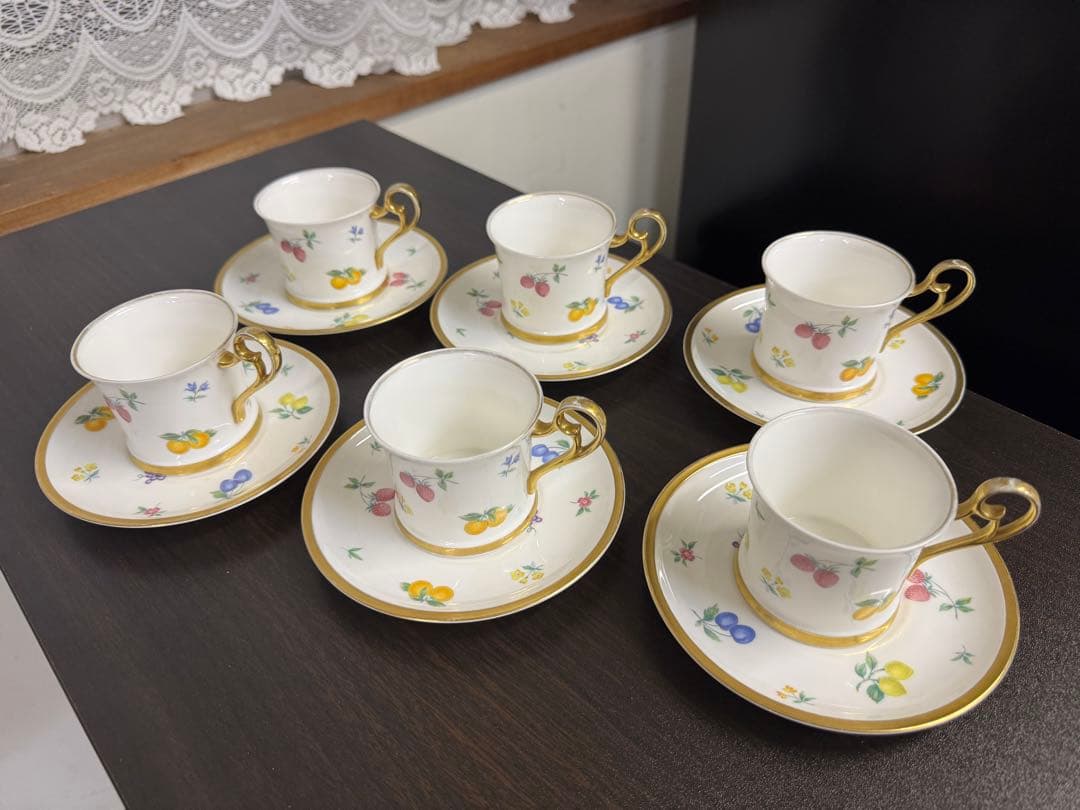 Sango Magna 三郷陶器 カップ&ソーサー 6客セット フルーツ 金縁