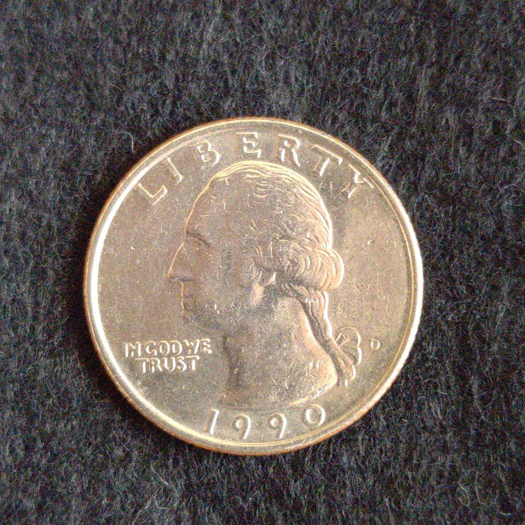 リバティクオーターDollar25セント1990年Dジェファーソン❀アメリカ美
