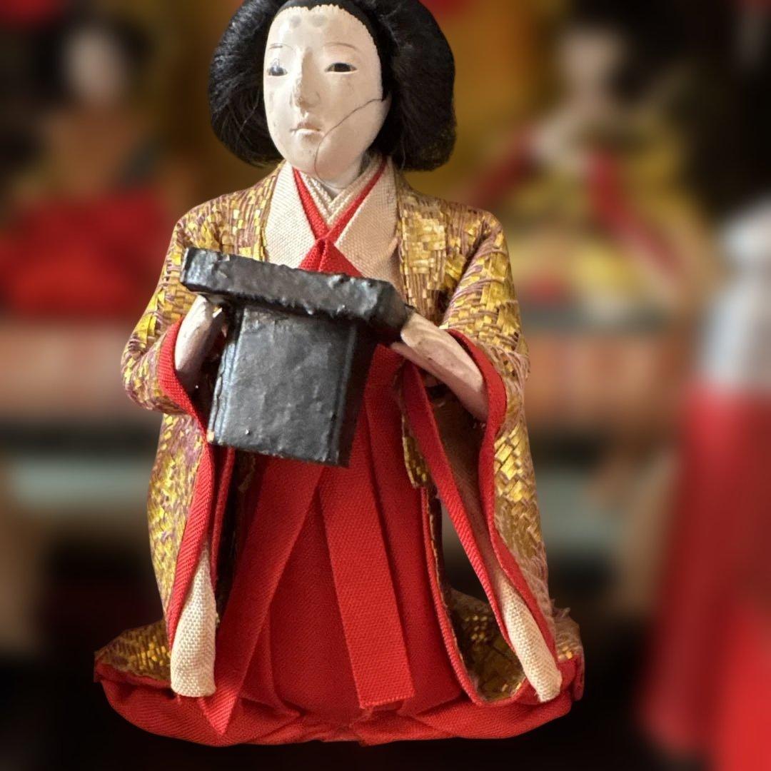 大正時代京都御所御殿お雛様アンティーク骨董品組立式福寿殿木箱非毛氈