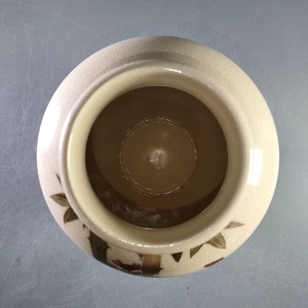 A1113-1/薩摩焼/永田窯/色絵金彩花鳥文花瓶/共箱/花器/花入/華道具