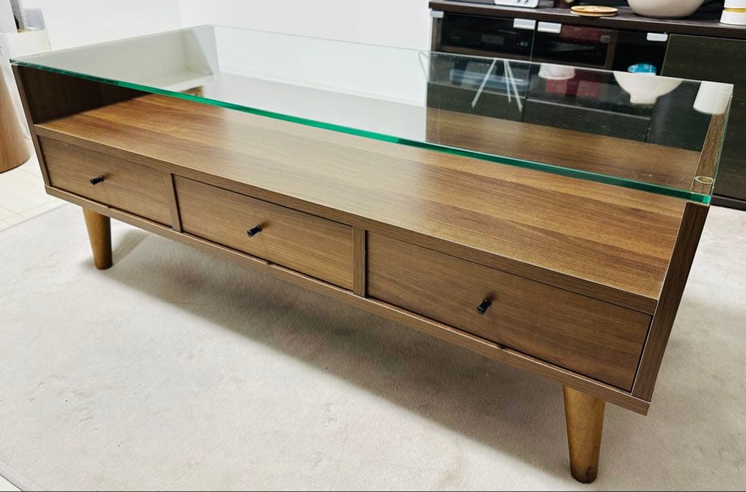 モダンセンターテーブル ローテーブル　ガラス天板 3引き出し付き　ROLFロルフ センターテーブル Rolf(ロルフ) | 家具・インテリア通販 【公式