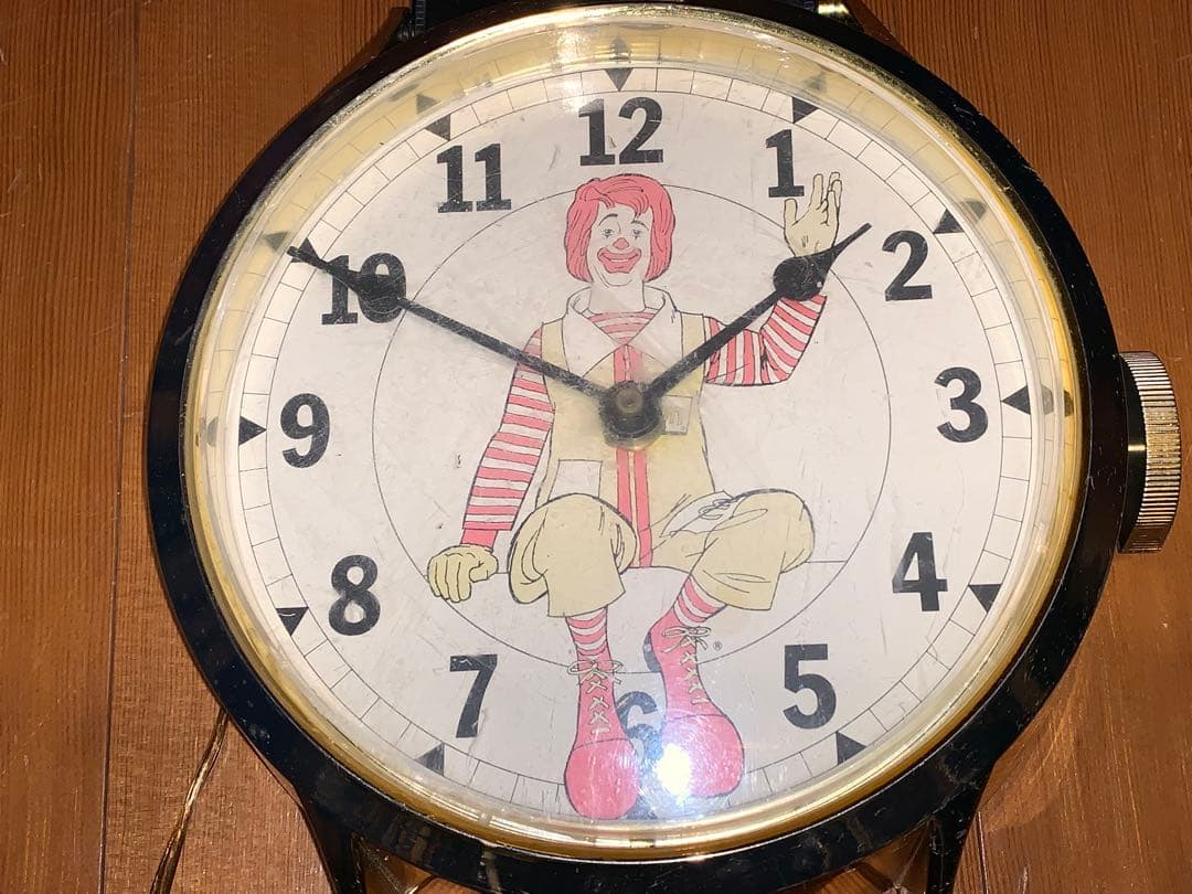動作品 70年代 ビンテージ マクドナルド 腕時計型 掛時計 ロナルド