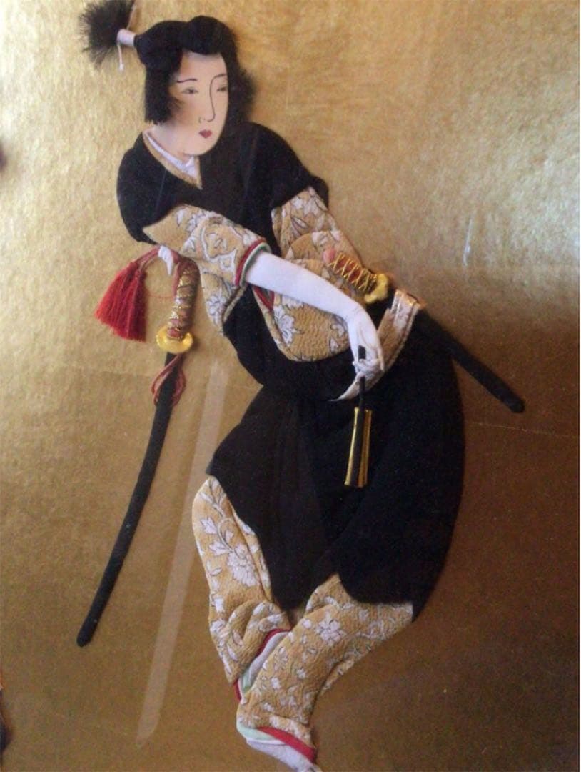 作家物 押し絵画 縮緬細工歌舞伎者（川越みよ子）10号栞付michiko