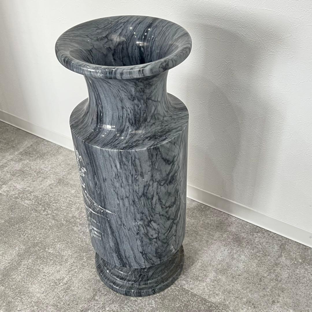 美品 大理石 山水画彫刻 花瓶 石花瓶 天然石 傘立て オブジェ