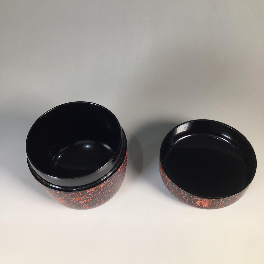 M724棗『藤原清助(静雨)作』『沈朱牡丹彫』『中棗』共箱茶道具