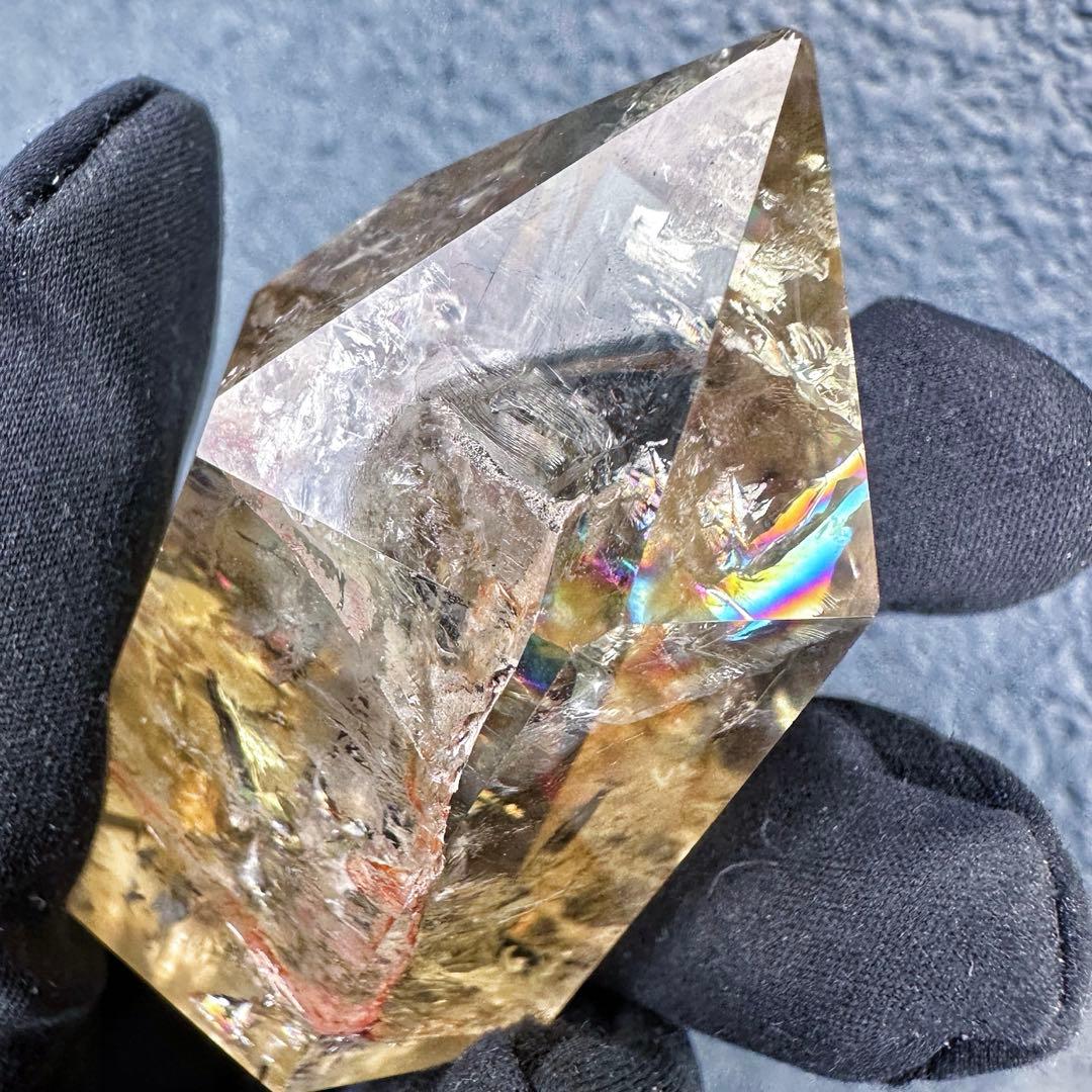 金運·浄化】シトリン☆黄水晶 六角柱レインボー☆ファントム 超パワー