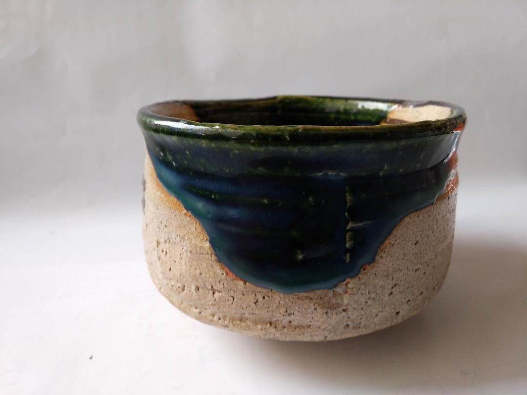 山口錠鉄 織部 茶碗 織部焼 瀬戸赤津焼 共箱 茶道具 茶器 抹茶碗