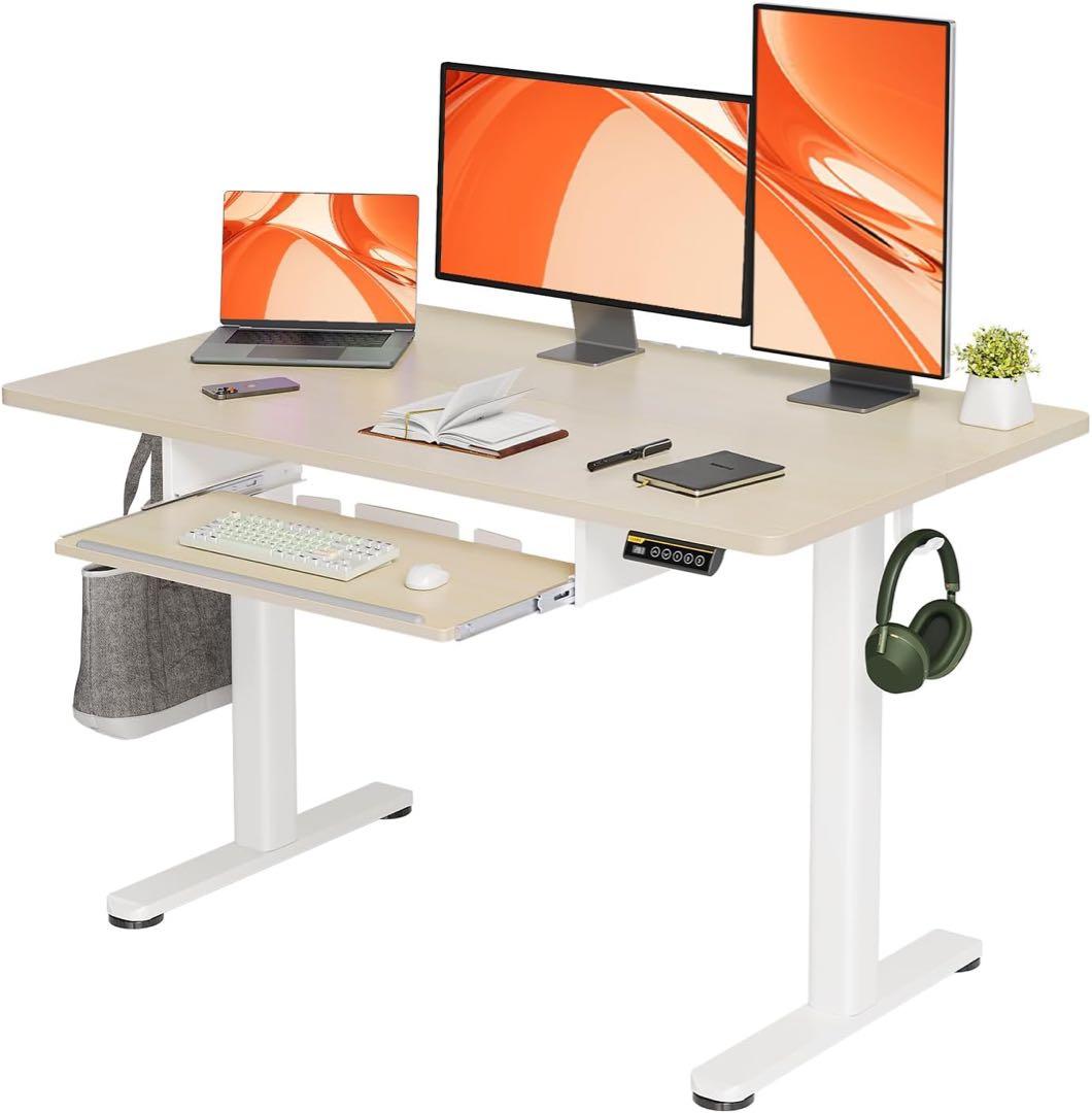 電動昇降スタンディングデスクキーボードトレイ付◆定価26000円幅120奥行60 Amazon | FEZIBO 電動 昇降デスク スタンディングデスク 幅120cm 奥行