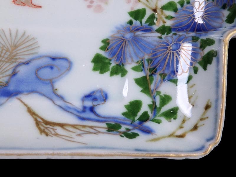古伊万里 染錦 梅に菊 松に短冊の図 変形長皿 5客 B048AS-CWx - メルカリ