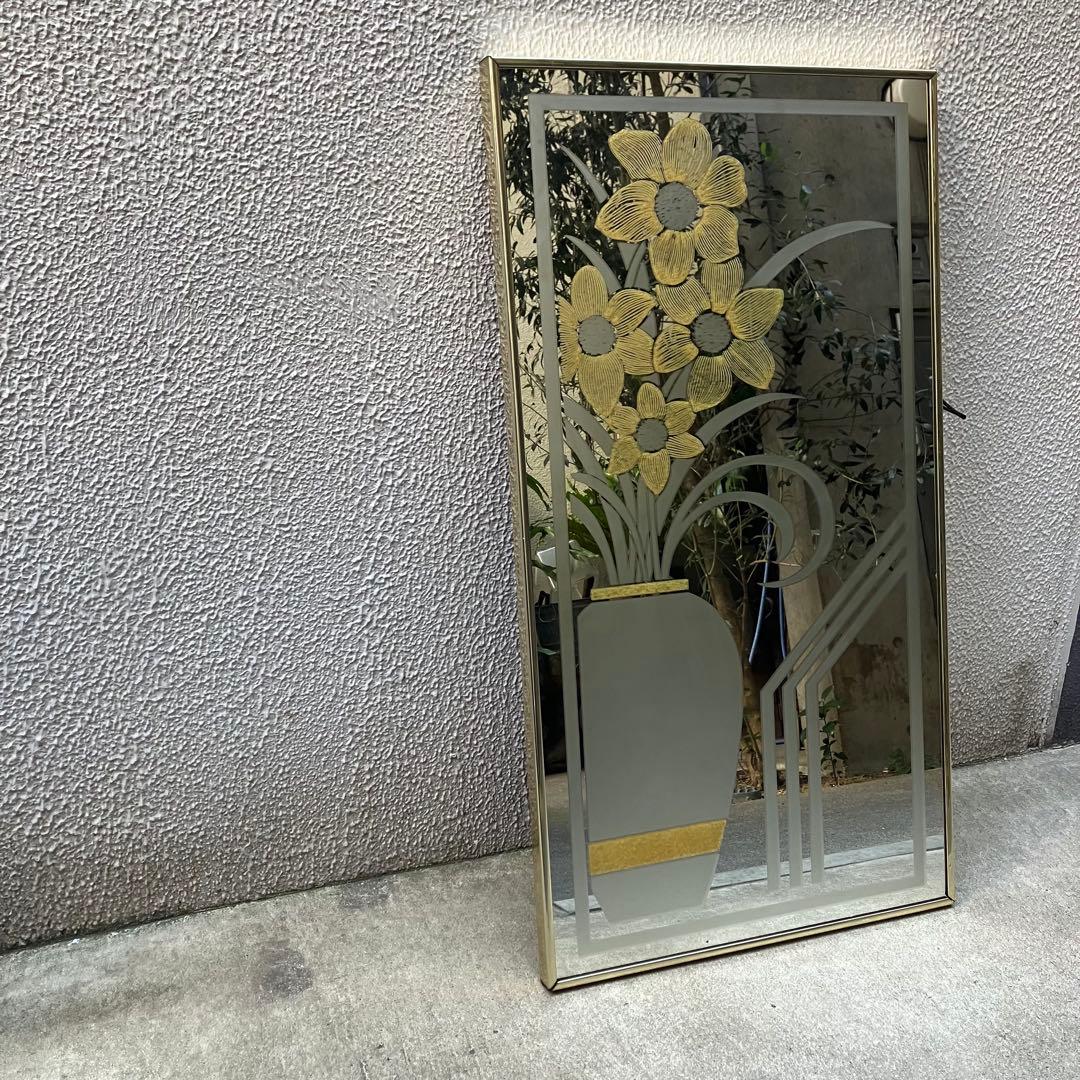 1989 WINDSOR ART 「FLORAL VASE」 ウォールミラー 1989 Windsor Art Hollywood Regency Wall Mirror Etched Floral Vase