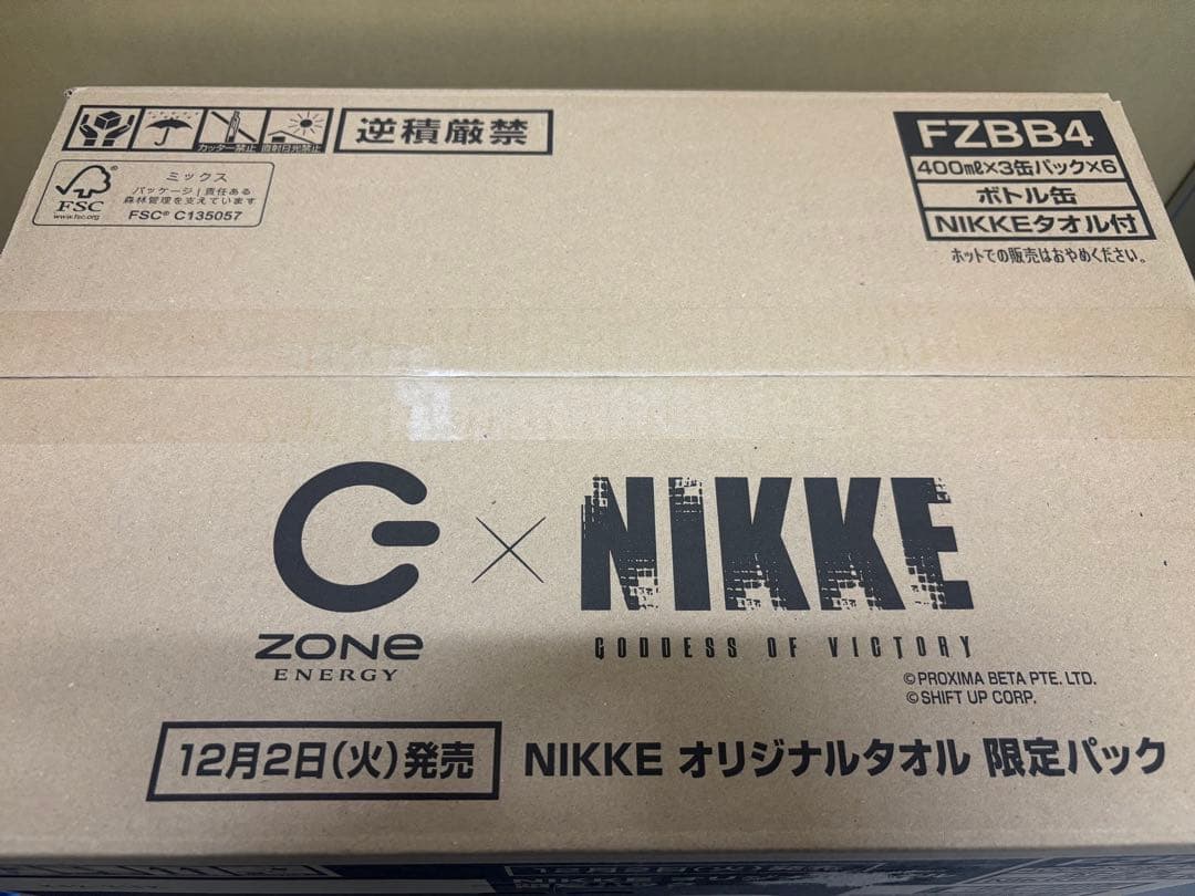 【完全未開封】ZONe 勝利の女神 NIKKE オリジナルタオル付き 第2弾 ZONE 勝利の女神 NIKKE オリジナルタオル限定パック 段ボール未開封