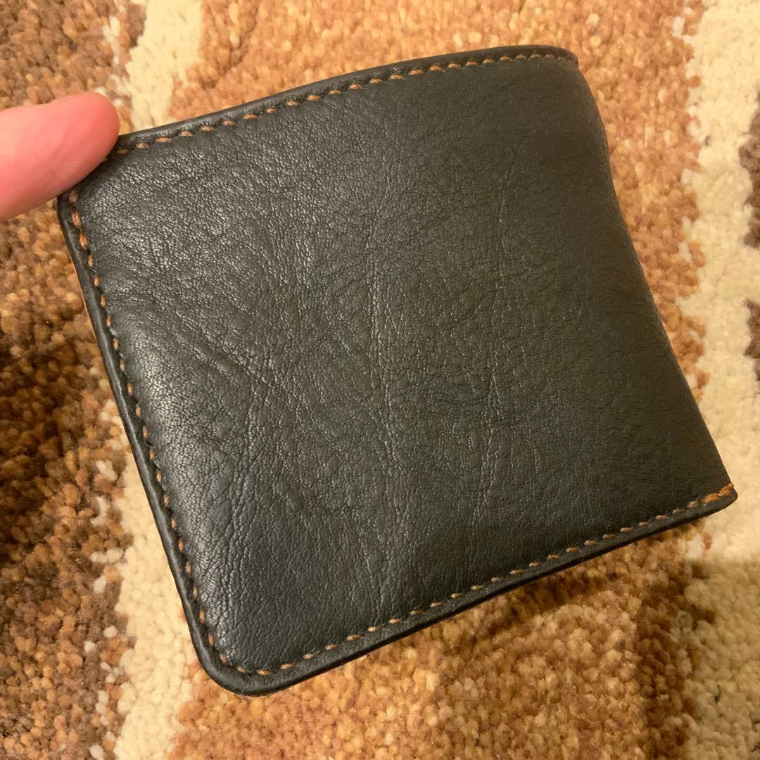 未使用 分厚い黒の本革を使用した二つ折り財布 ハンドメイド 日本製財布 L字ファスナー 二つ折り 革財布 レザーウォレット メンズ