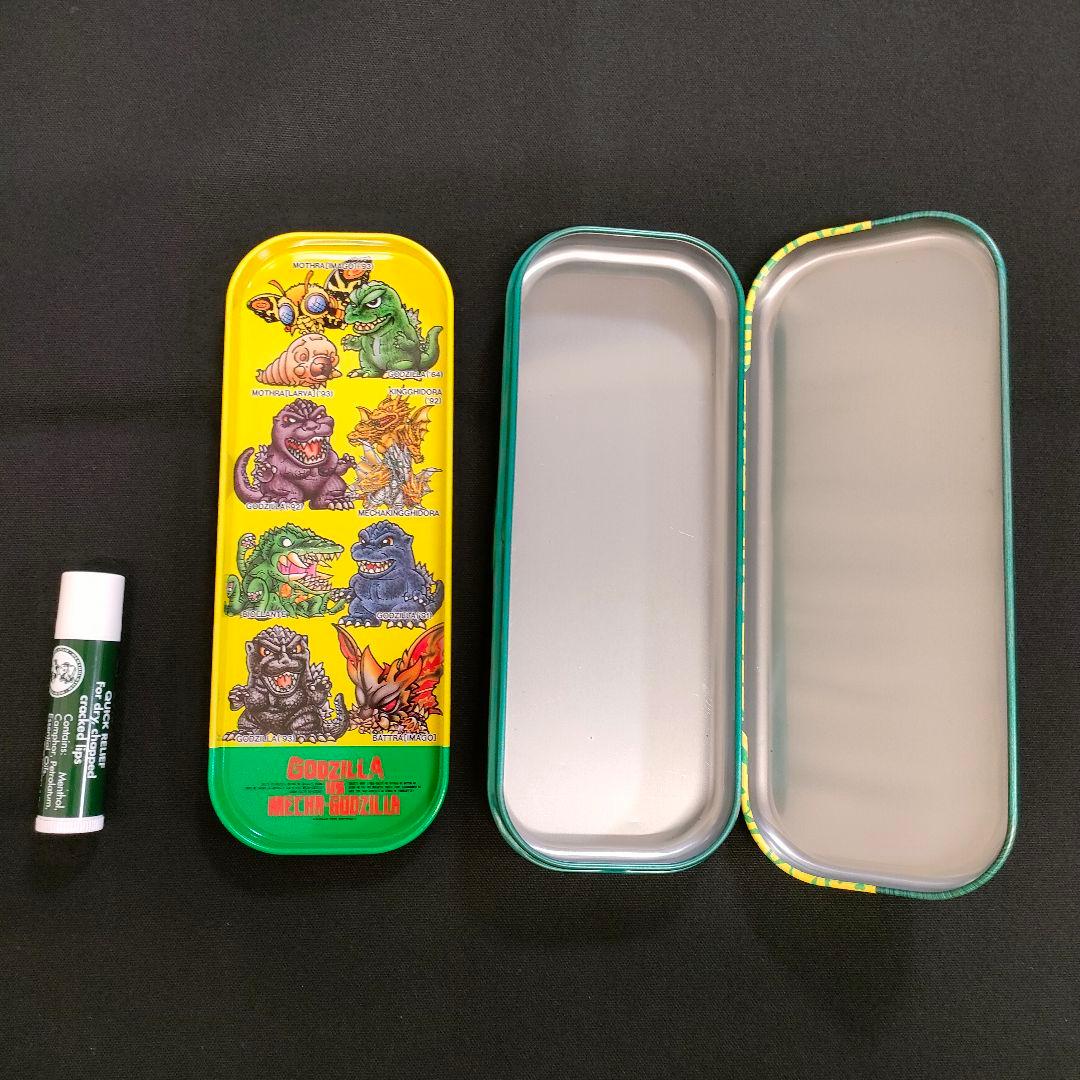 新品 ゴジラ 缶ペンケース 二段筆箱 1993年日本製 バンダイ レトロ