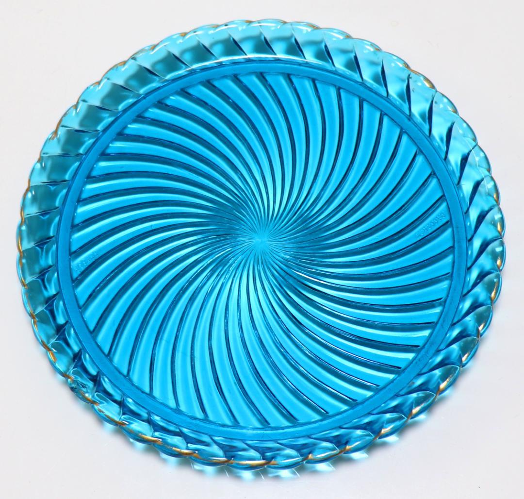 オールド・バカラ レアカラー 金彩ブルークリスタル製大型トレー29cm1.4kg オールドバカラ リキュールセット(6客セット) t64 - 陶夢