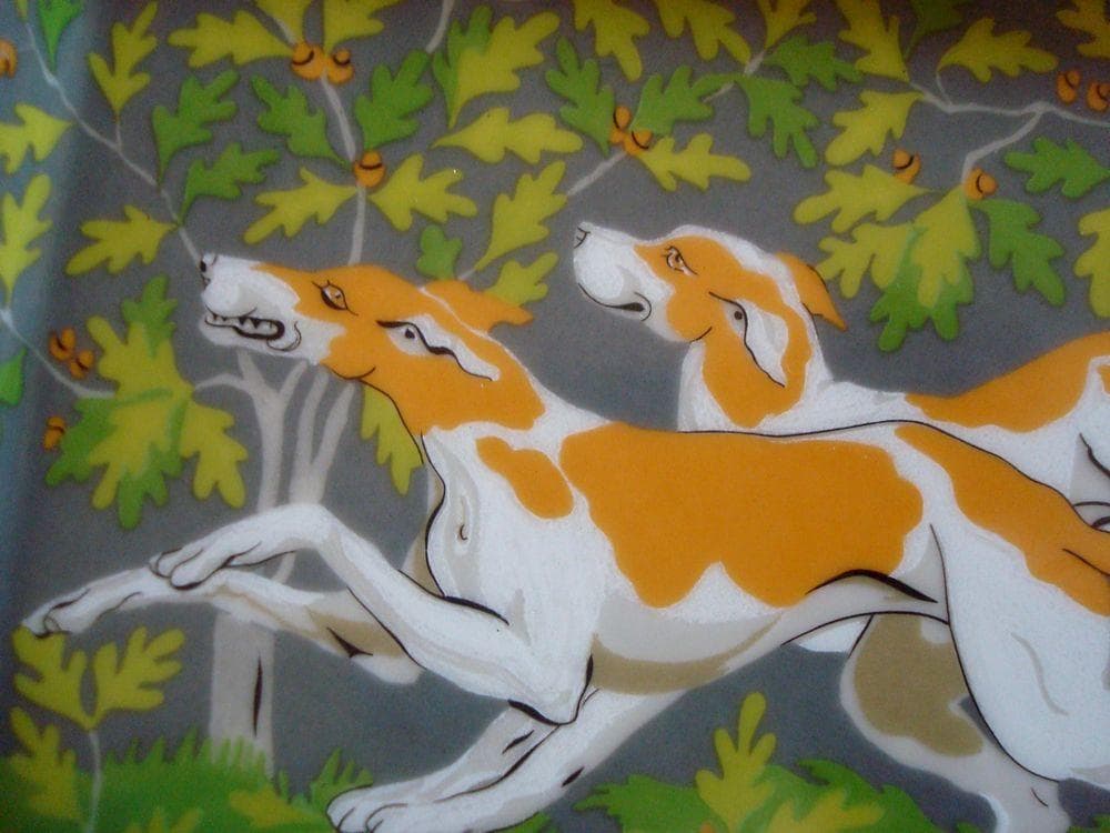 エルメス HERMES 灰皿 アッシュトレイ 葉っぱと走る犬
