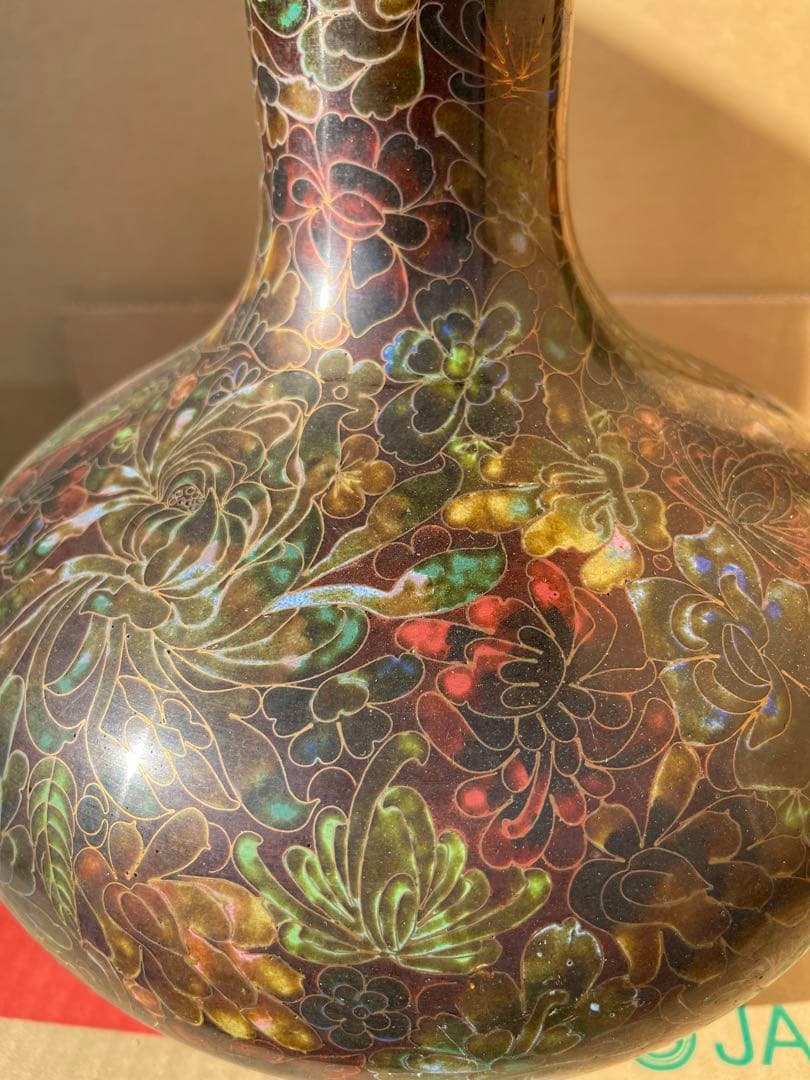 中国清時代 琺瑯彩 金属銅製花瓶 約40cm - メルカリ