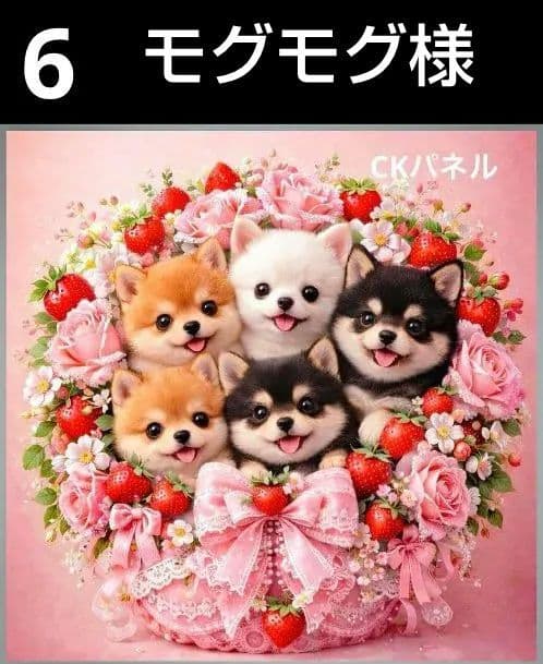 オーダーページ ハンカチ131 花ブーケわんこ柄 ハンドメイド2/15