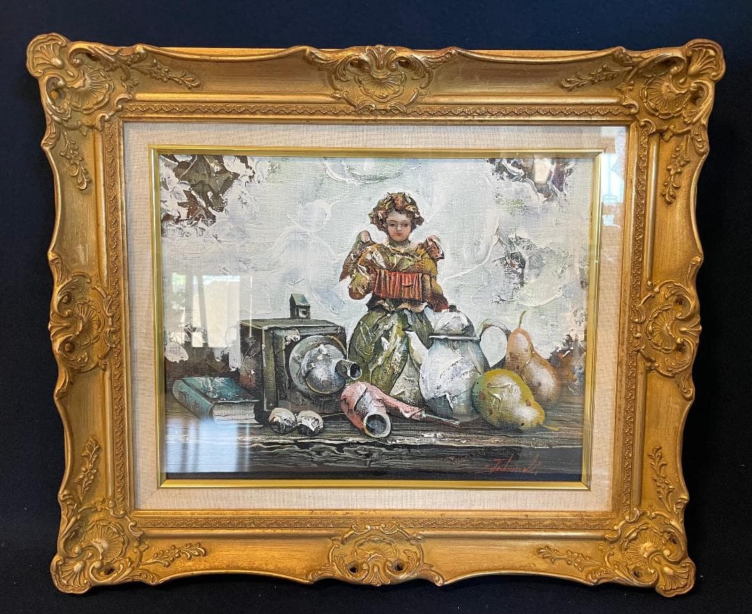 「真作」竹内敏彦『写真機』 静物画　油彩画　額装　サイン有り　F6号 絵画 油絵 竹内敏彦 肉筆油絵 静物画 何時も有る物 F10 : アートフジ
