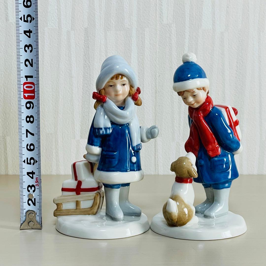 ロイヤルコペンハーゲン 2003年 フィギュリン 少年と犬 少女とそり