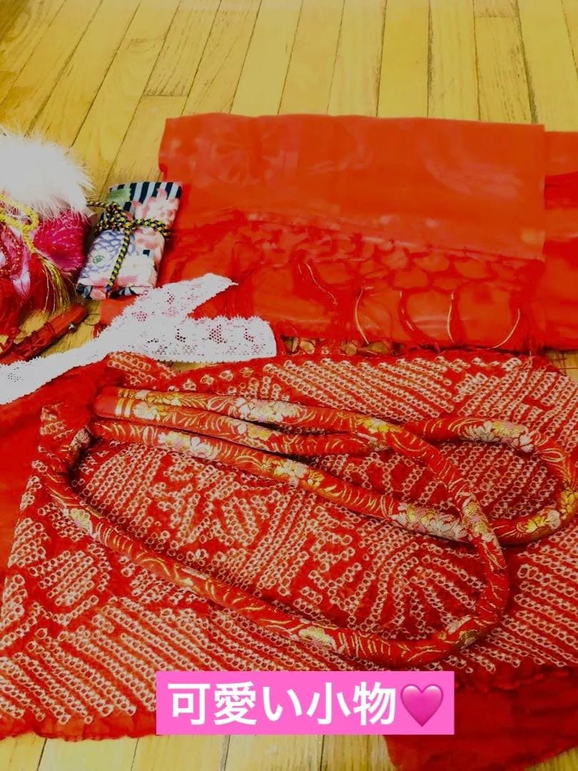 正絹着物七五三7歳‼️オレンジ暈し⭐︎菊雪輪金糸刺繍豪華煌びやか