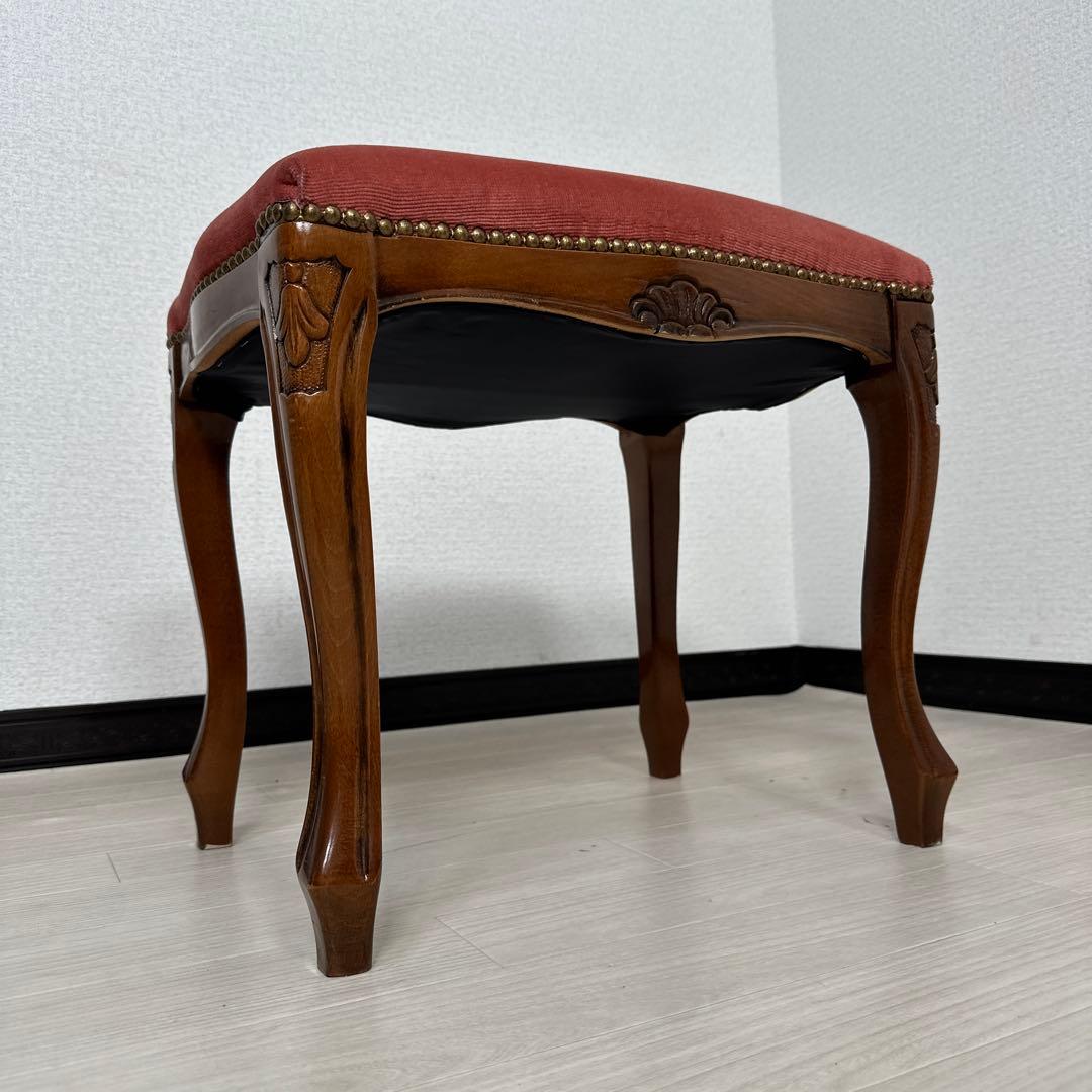 展示品 イタリア製 スツール オットマン チェア 椅子 猫脚 腰掛け ※i1※ イタリア製 スツール 金華山 グリーン 猫脚 木製 完成品 オットマン