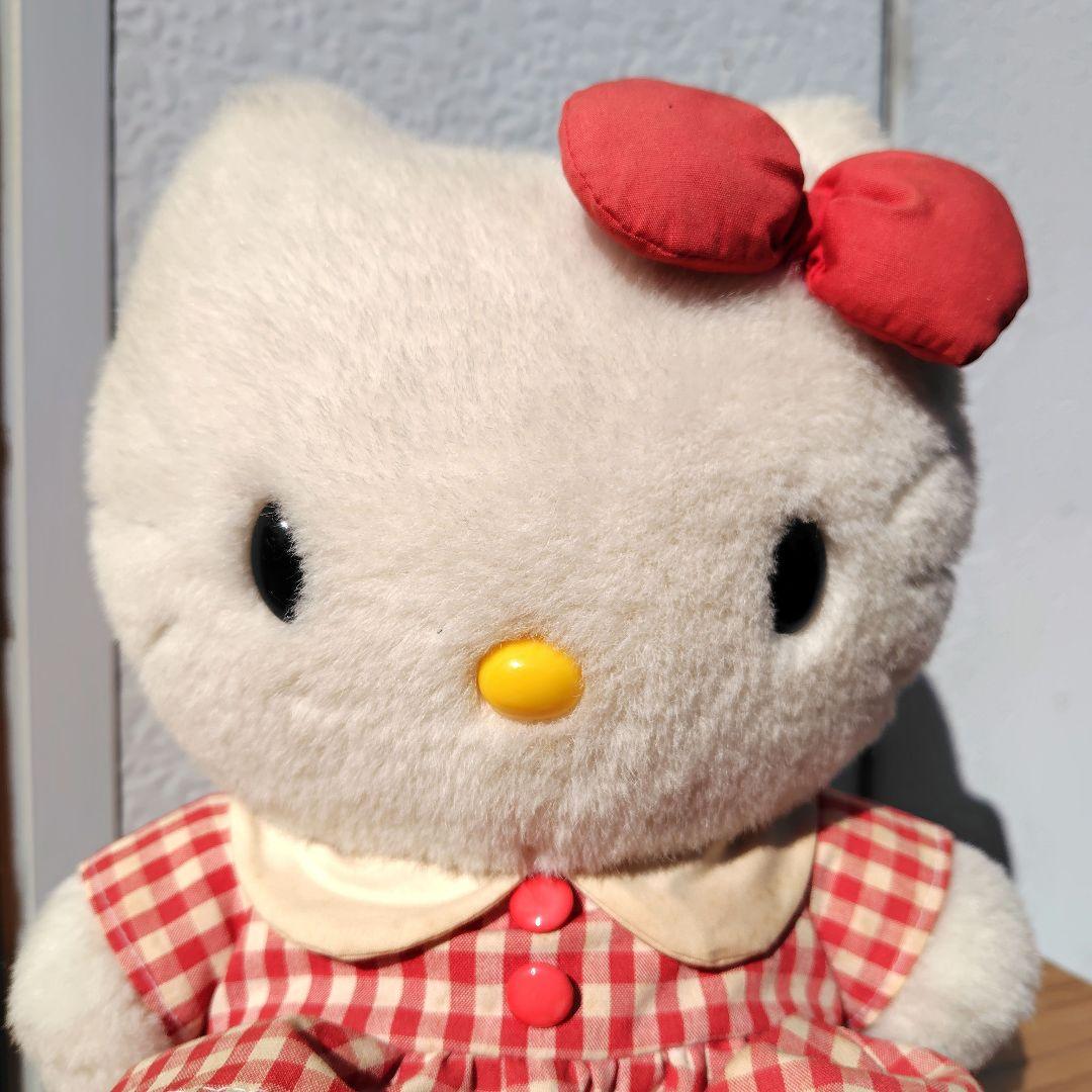 ハローキティ レトロ ぬいぐるみ サンリオ チェック柄ワンピース 90