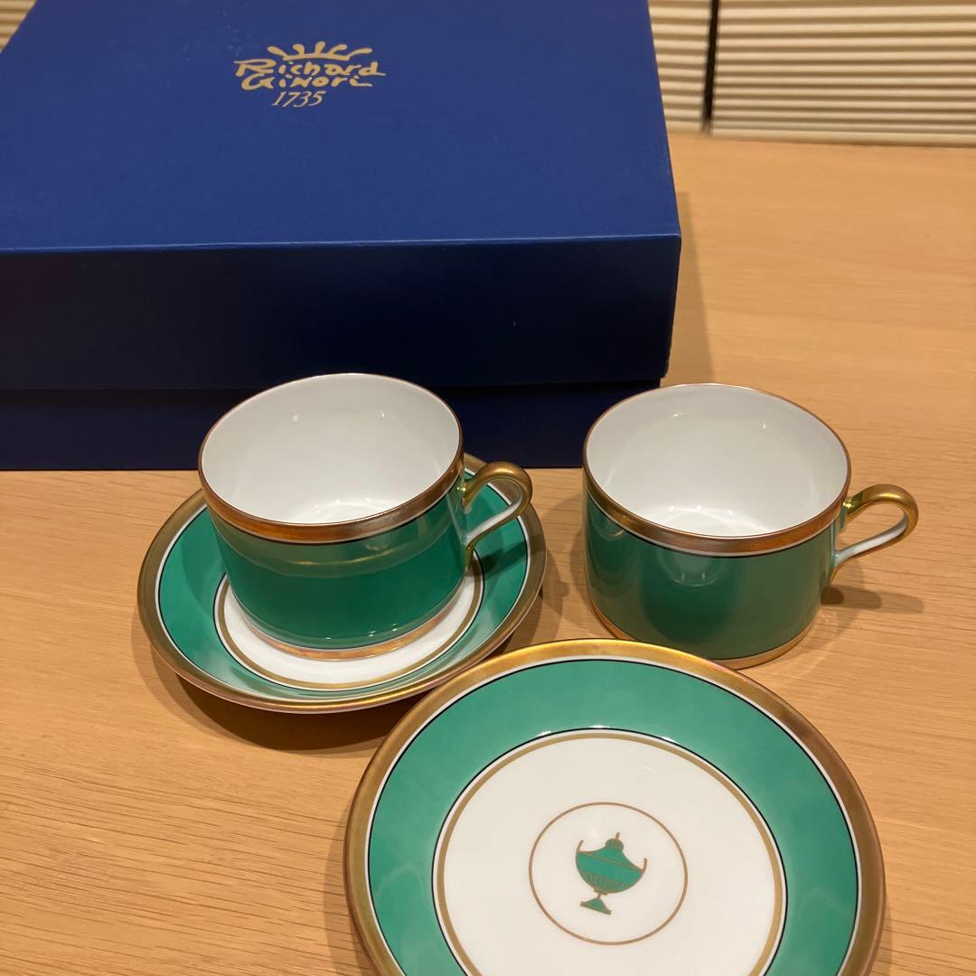リチャードジノリ ジノリ カップ＆ソーサー インペログリーン 2客 廃盤