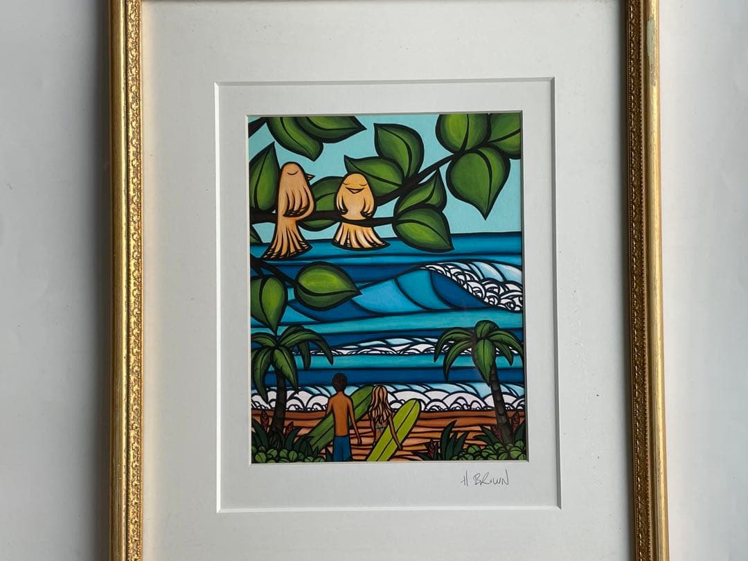ヘザーブラウン Heather Brown 絵画 ハワイ 額入