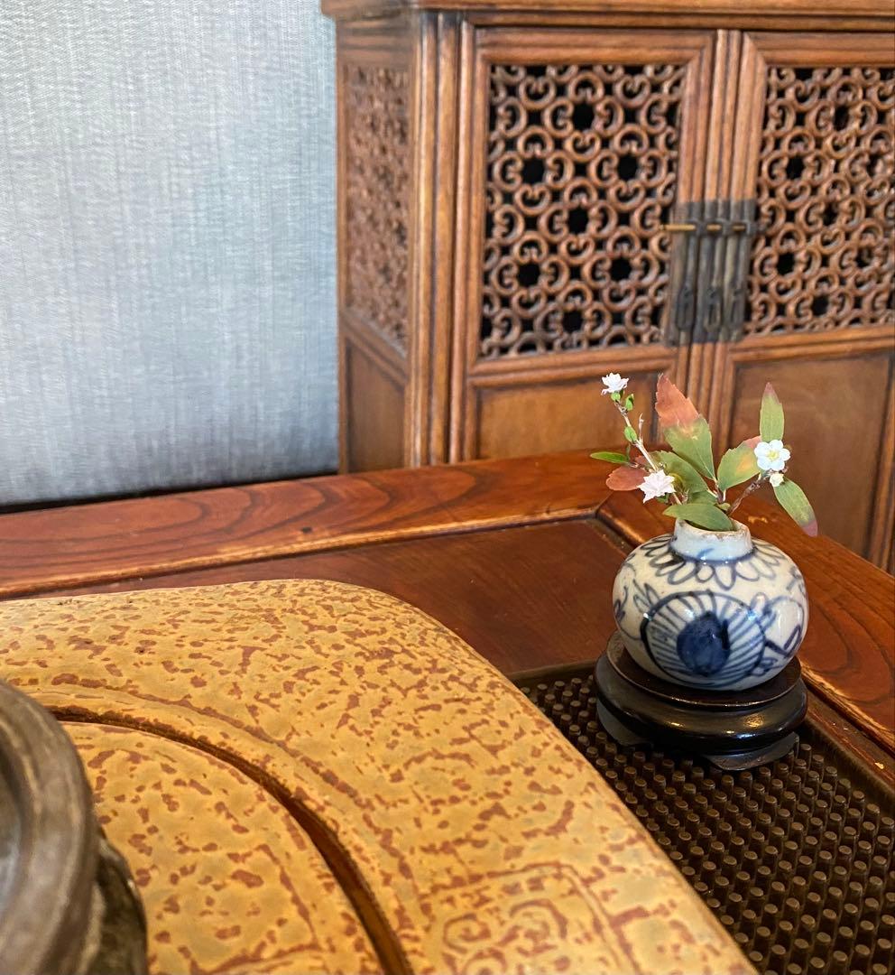 スワトウ陶磁器 ミニ花器 鑑賞台付 一輪挿し ヴィンテージ レア
