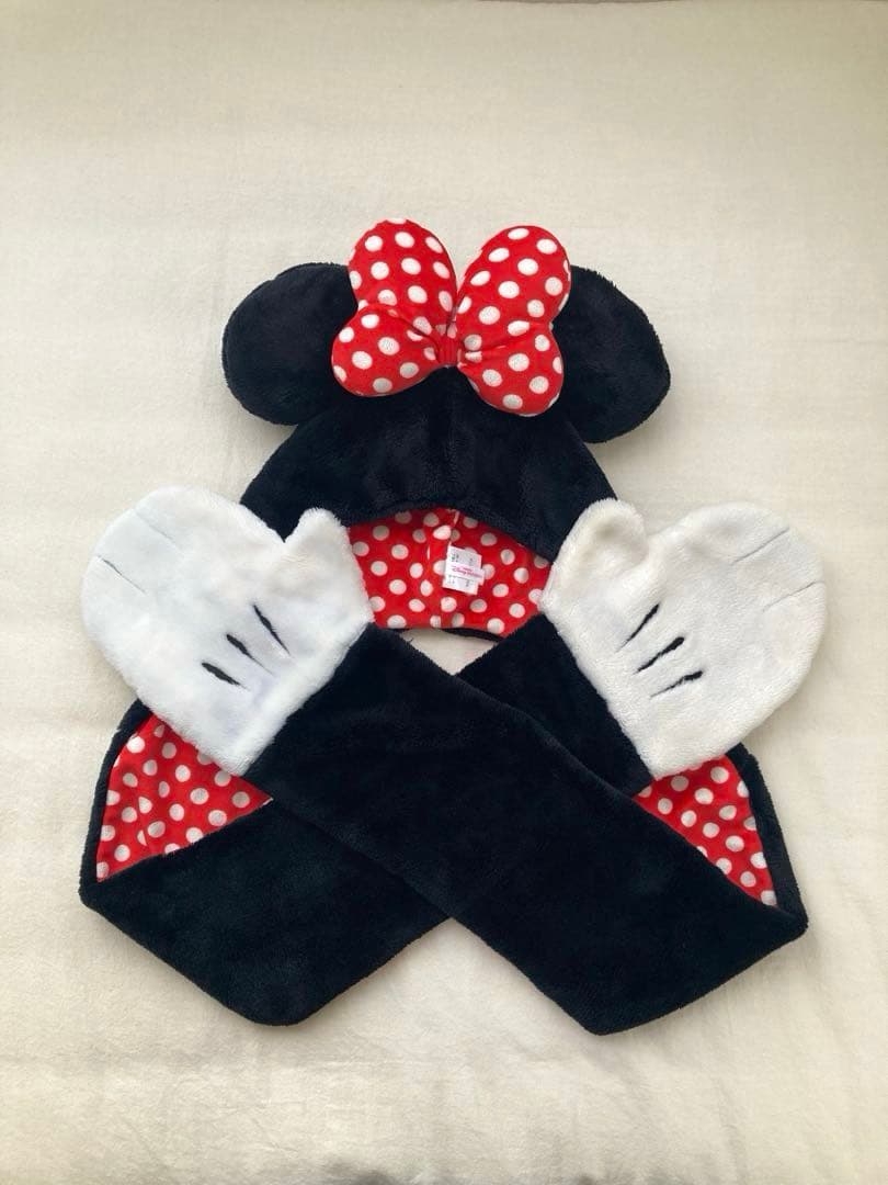 ディズニー ミニー マフラーキャップ ファンキャップ マフラー 手袋 Disney ディズニー ミニーファンキャップ マフラー 手袋 - メルカリ