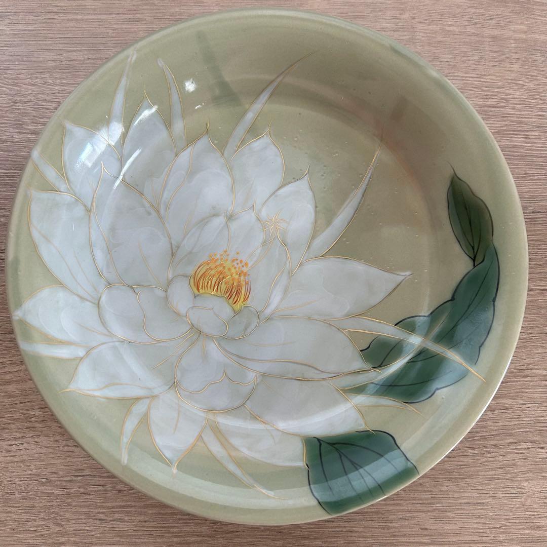 【未使用】清水焼　京焼　陶葊　陶あん　深皿　月下美人 未使用】清水焼 京焼 陶葊 陶あん 深皿 月下美人 未使用】清水焼京焼陶