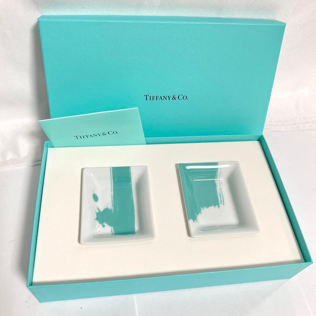 【未使用】Tiffany ティファニー ミニトレイ 小物入れ 陶器 セット TIFFANY&Co.（ティファニー） 未使用 小物入れ 陶器 リボン TIFFANY