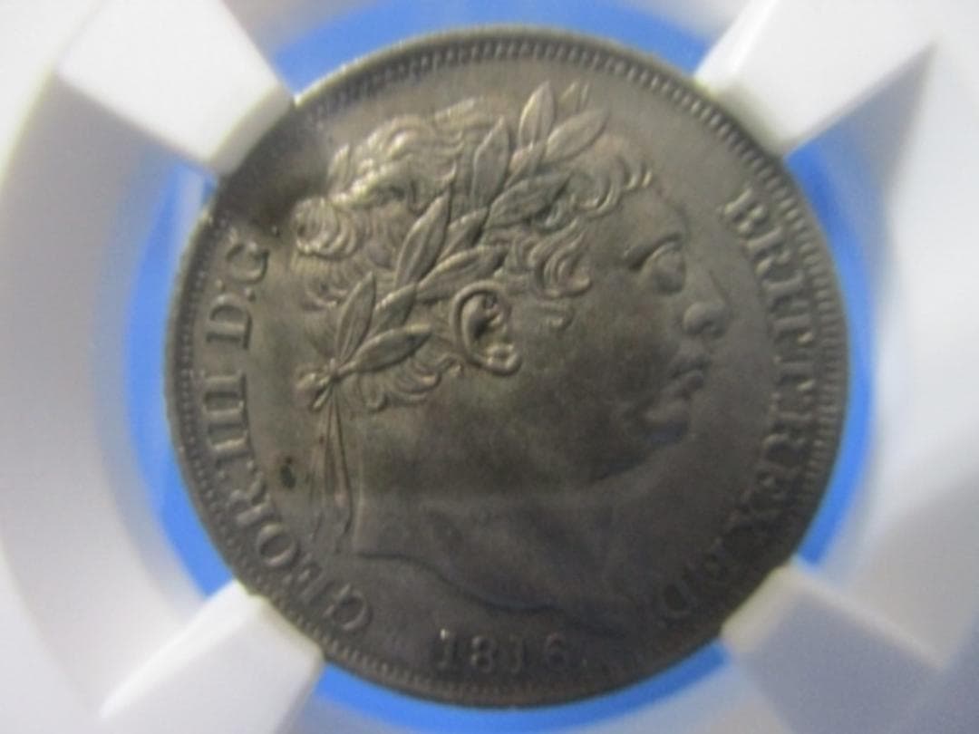 イギリス 6ペンス銀貨☆1816年／ジョージ3世／準未使用／アンティーク