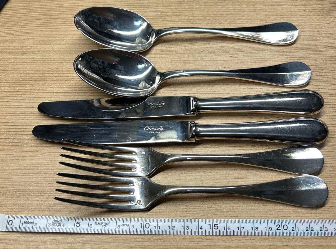 美品　クリストフル　ディナーナイフ　スプーン　フォーク　２組 クリストフル Christofle リュバン ナイフ フォーク スプーンセット