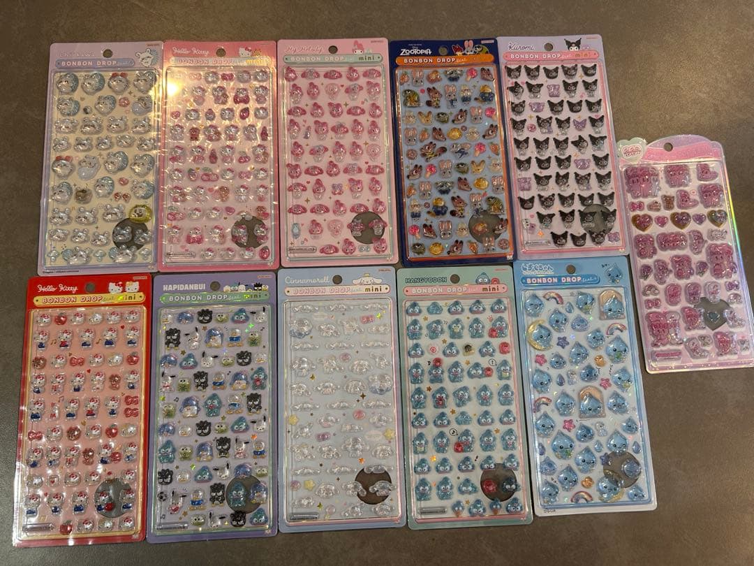 ボンボンドロップシール、うるちゅる　セット 新品】うるちゅるプチシール ブルーホワイトピンク3点セットまとめ売り