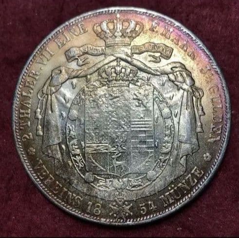 1854年 ヴィルヘルム 2ターレル銀貨 ブラウンシュヴァイク公国(ドイツ