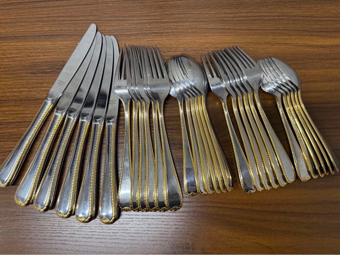 Gorham ゴールデンリボンエッジ カトラリーセット　各6本　合計30本セット 楽天市場】cesa beams カトラリー カトラリーセット ゴールド おしゃれ